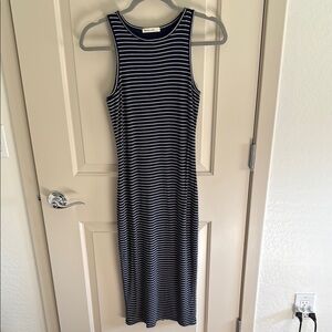 Marine Layer Navy & White Striped Sleeveless Midi Dress